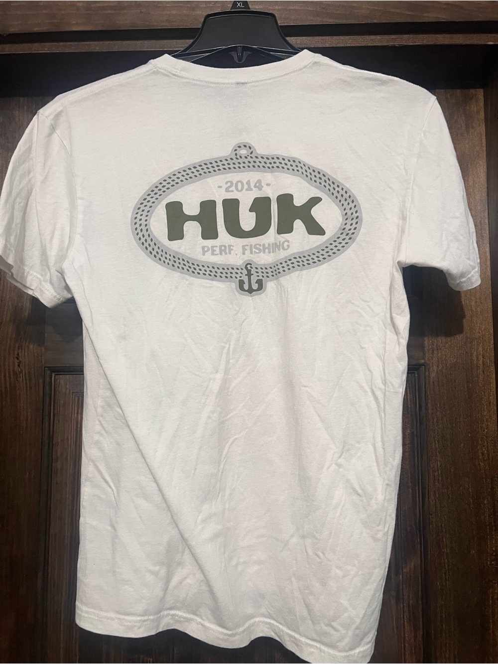 Huk White Short-Sleeve Tee with Olive Logo